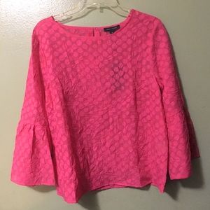 Tommy Hilfiger Bell-Sleeve Sheer Pink Dot Blouse